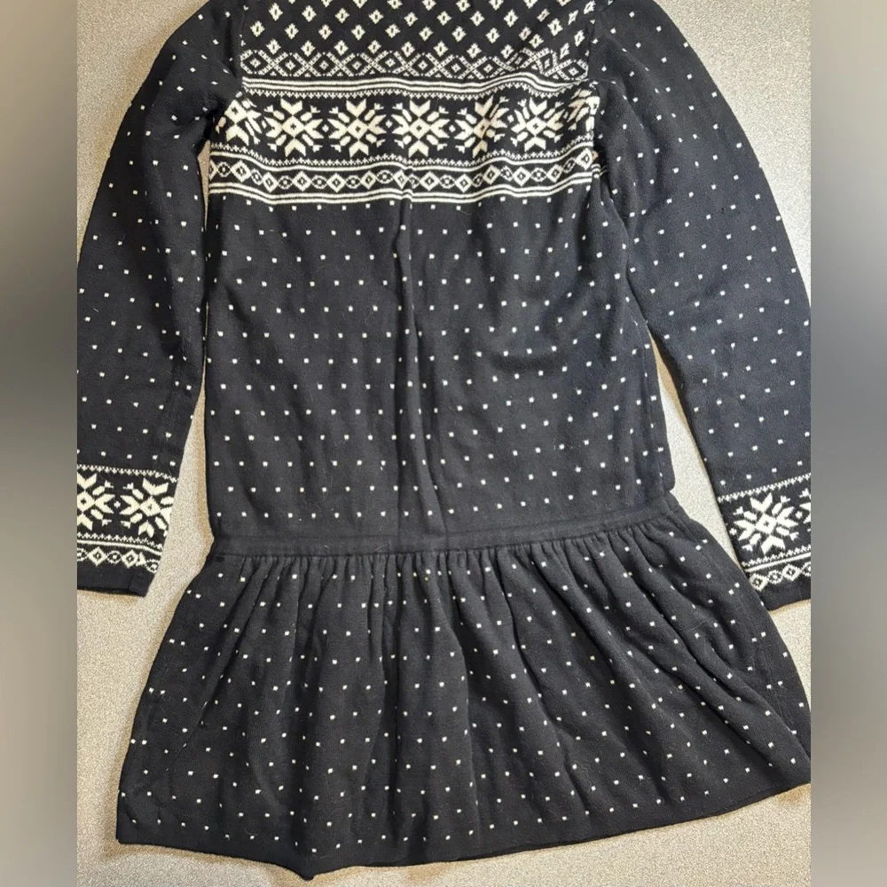 Hanna Andersson‎ Black White Sweater Dress Fair Isle, Sz 140. Winter Holiday